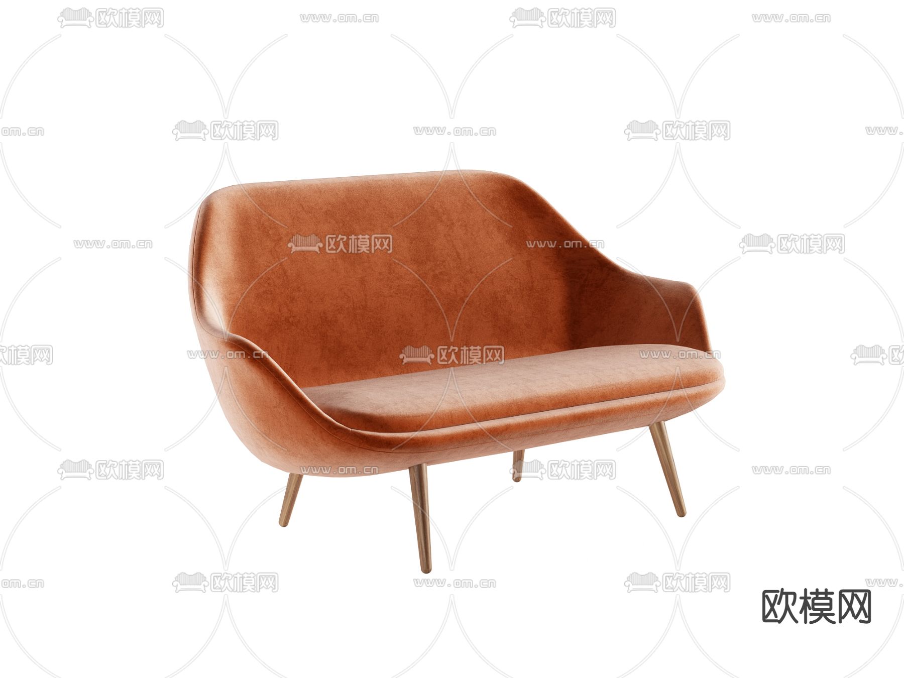 北欧布艺双人沙发3d模型下载