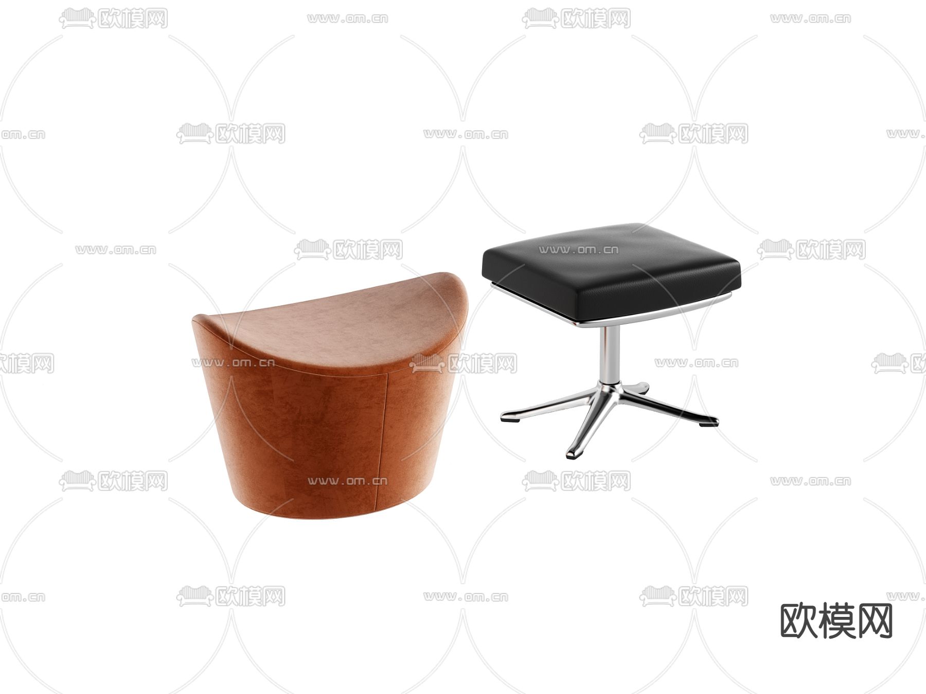 现代皮革凳子3d模型