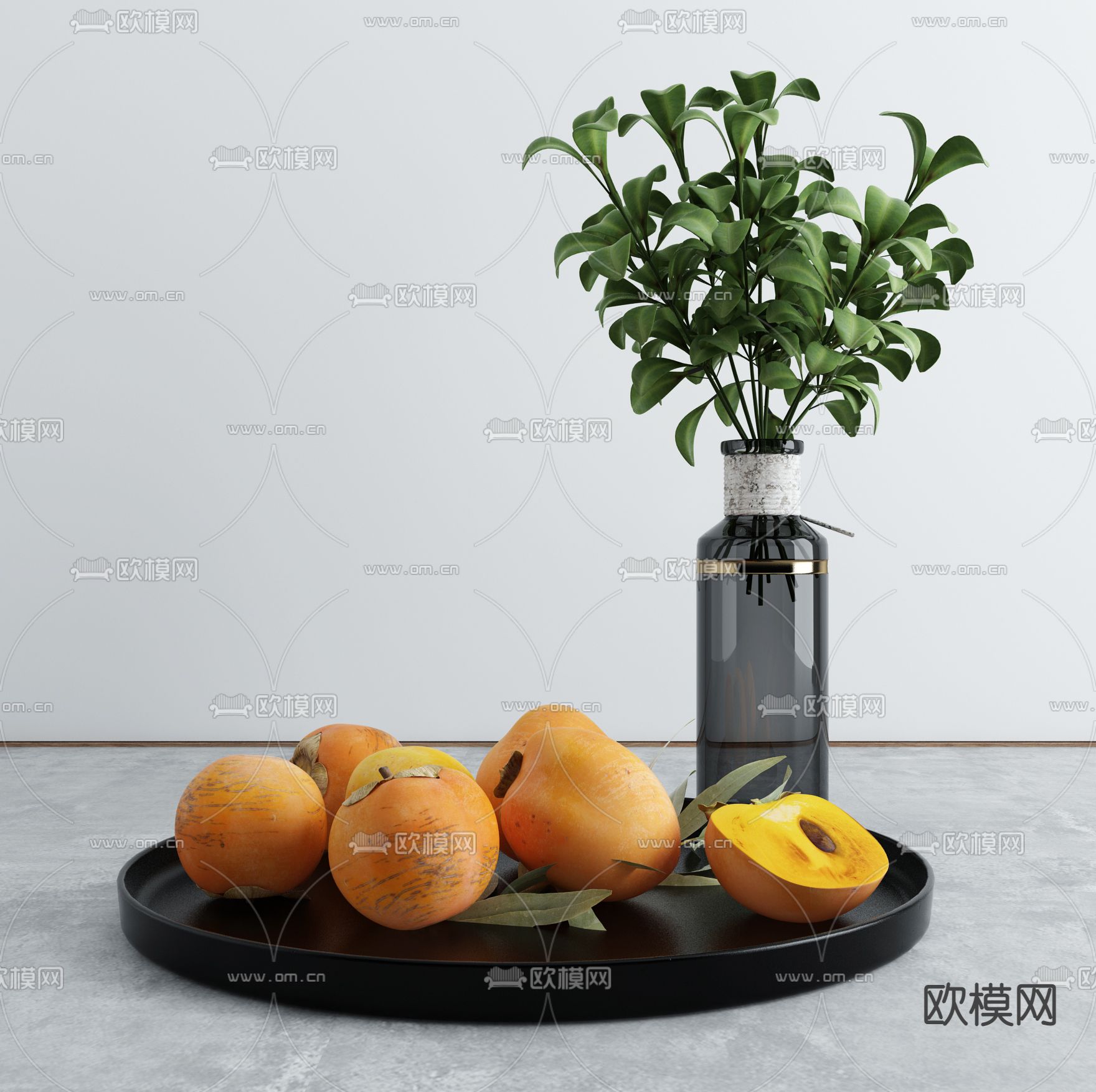 现代水果果盘3d模型