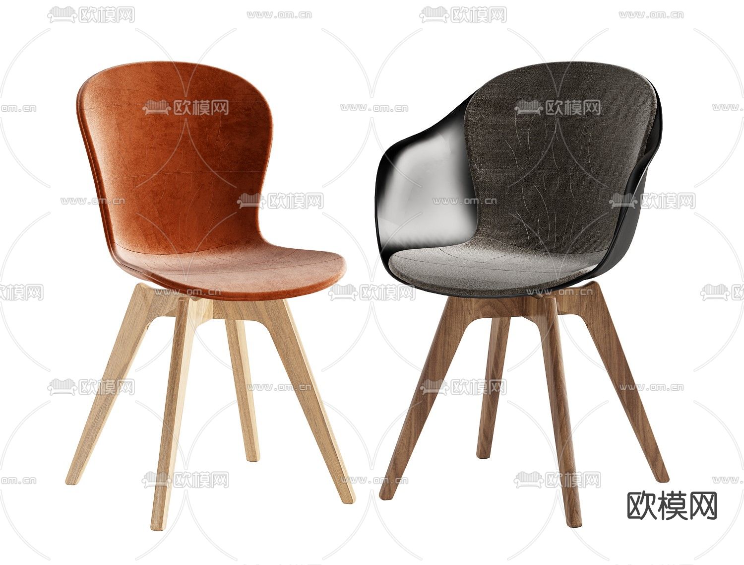 北欧布艺单椅3d模型下载