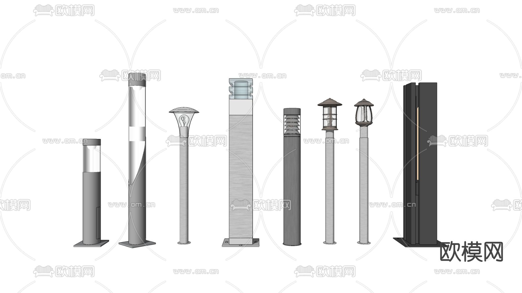 现代室外景观灯su模型下载
