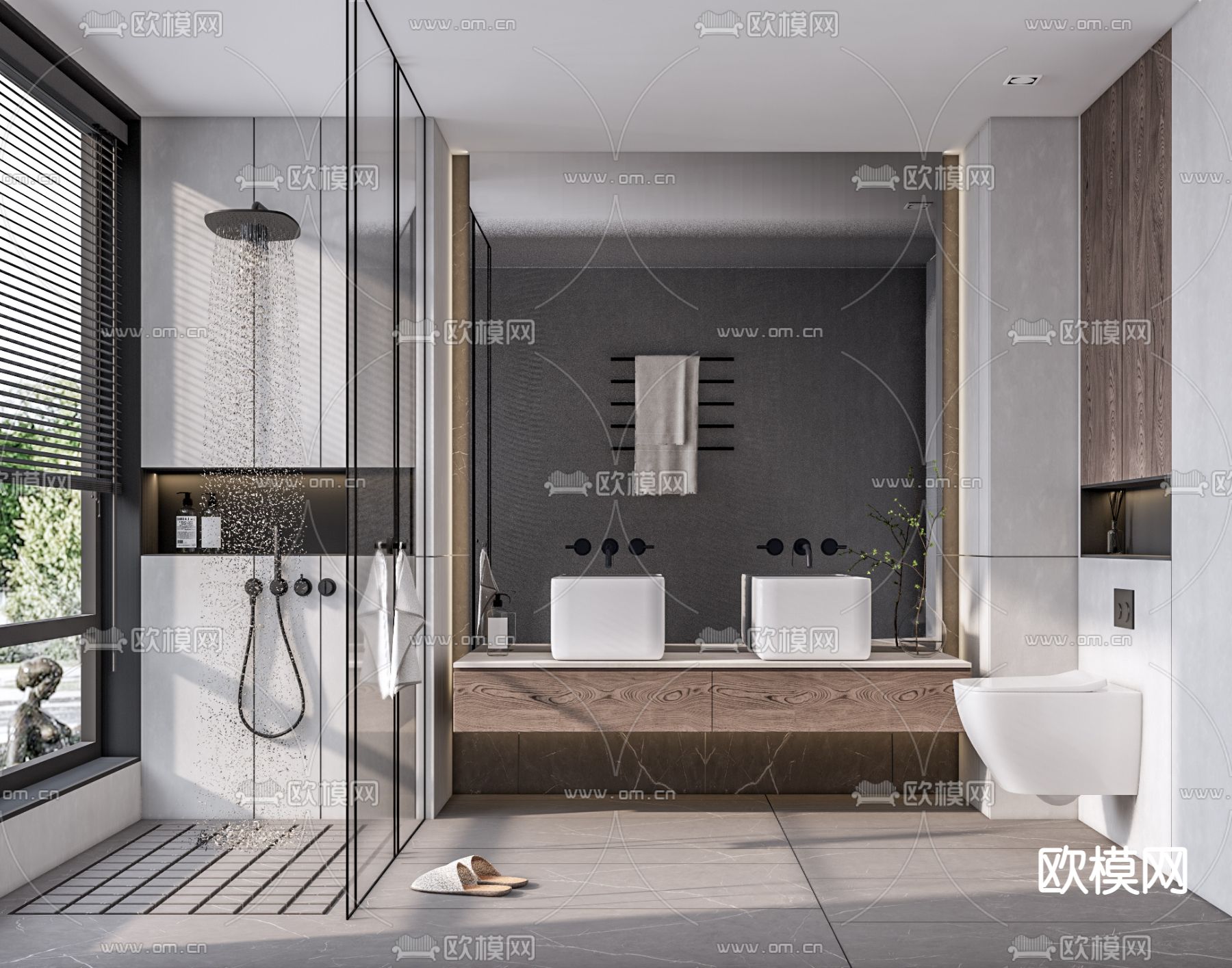 现代卫生间浴室su模型