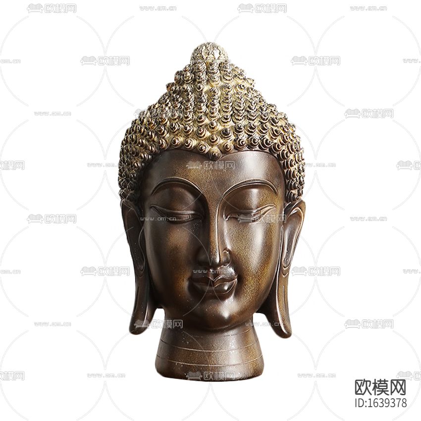东南亚泰国佛头铜像摆件