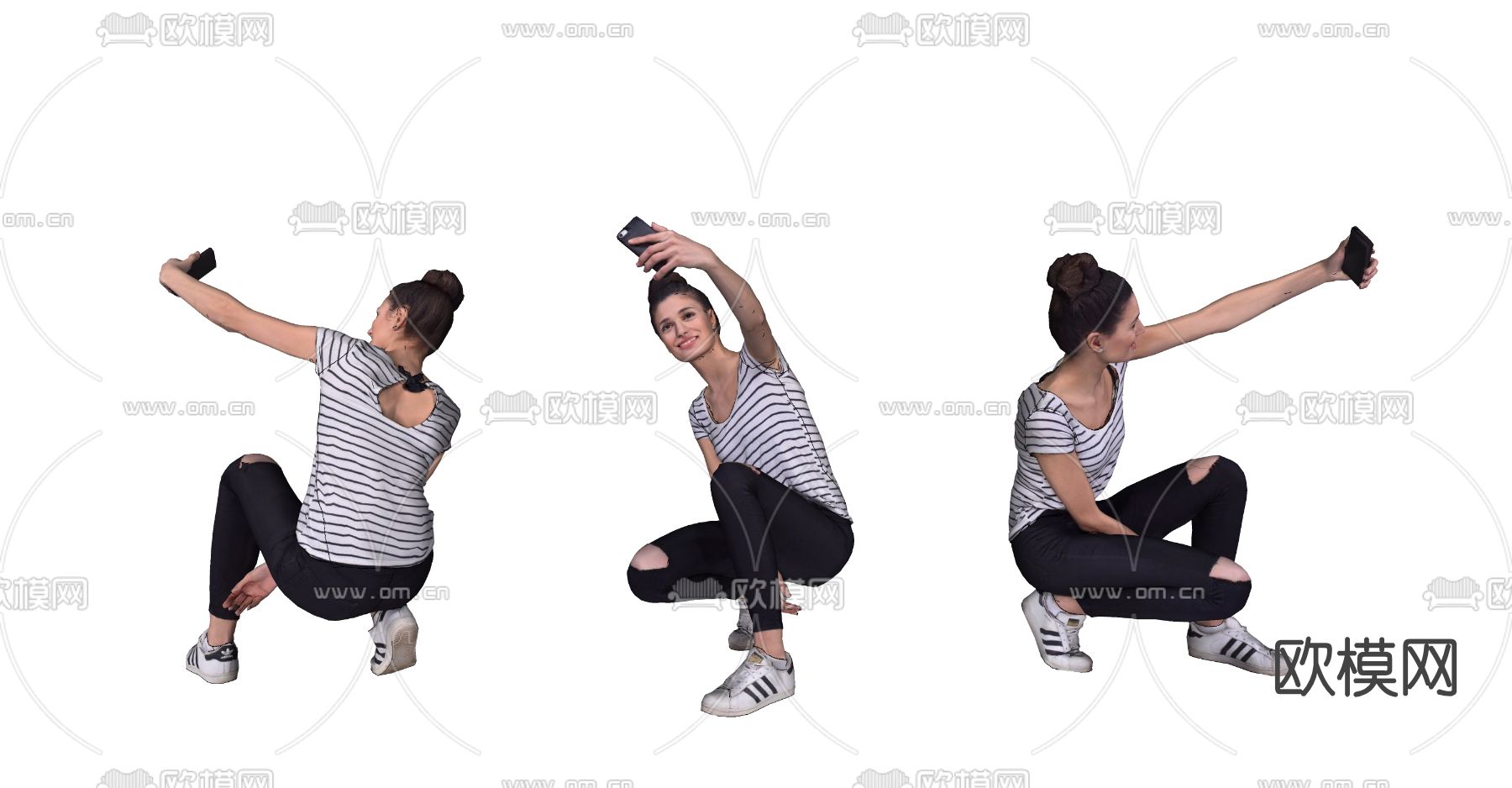 现代自拍女人su模型下载（渲染图2）