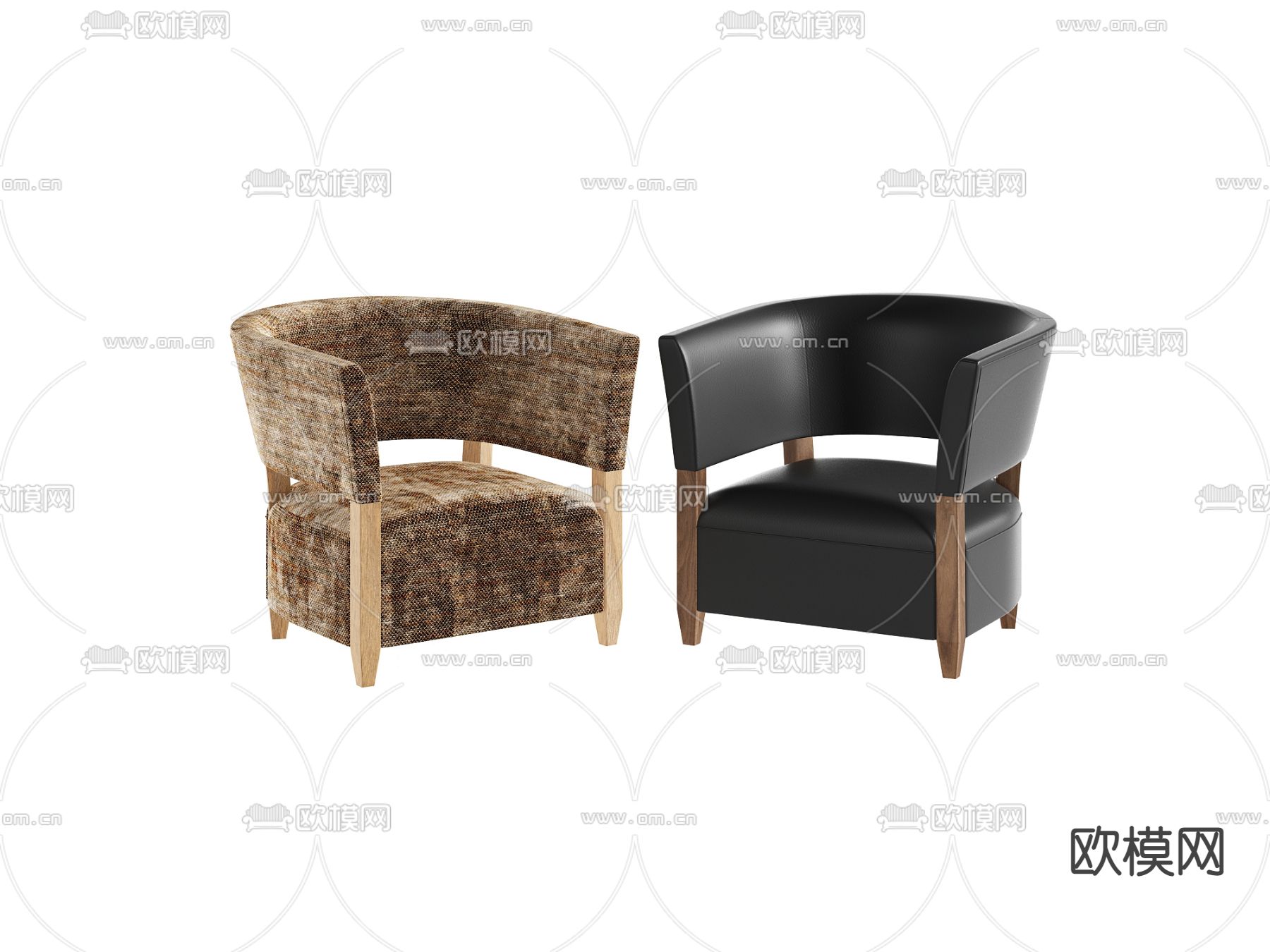 现代皮革单人沙发3d模型下载