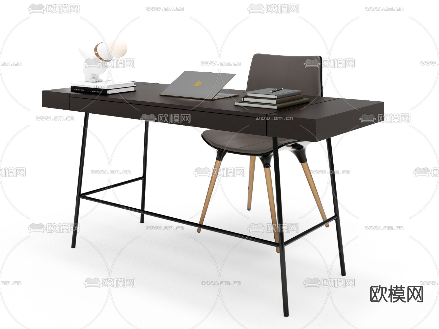 现代简约书桌椅su模型下载（渲染图2）