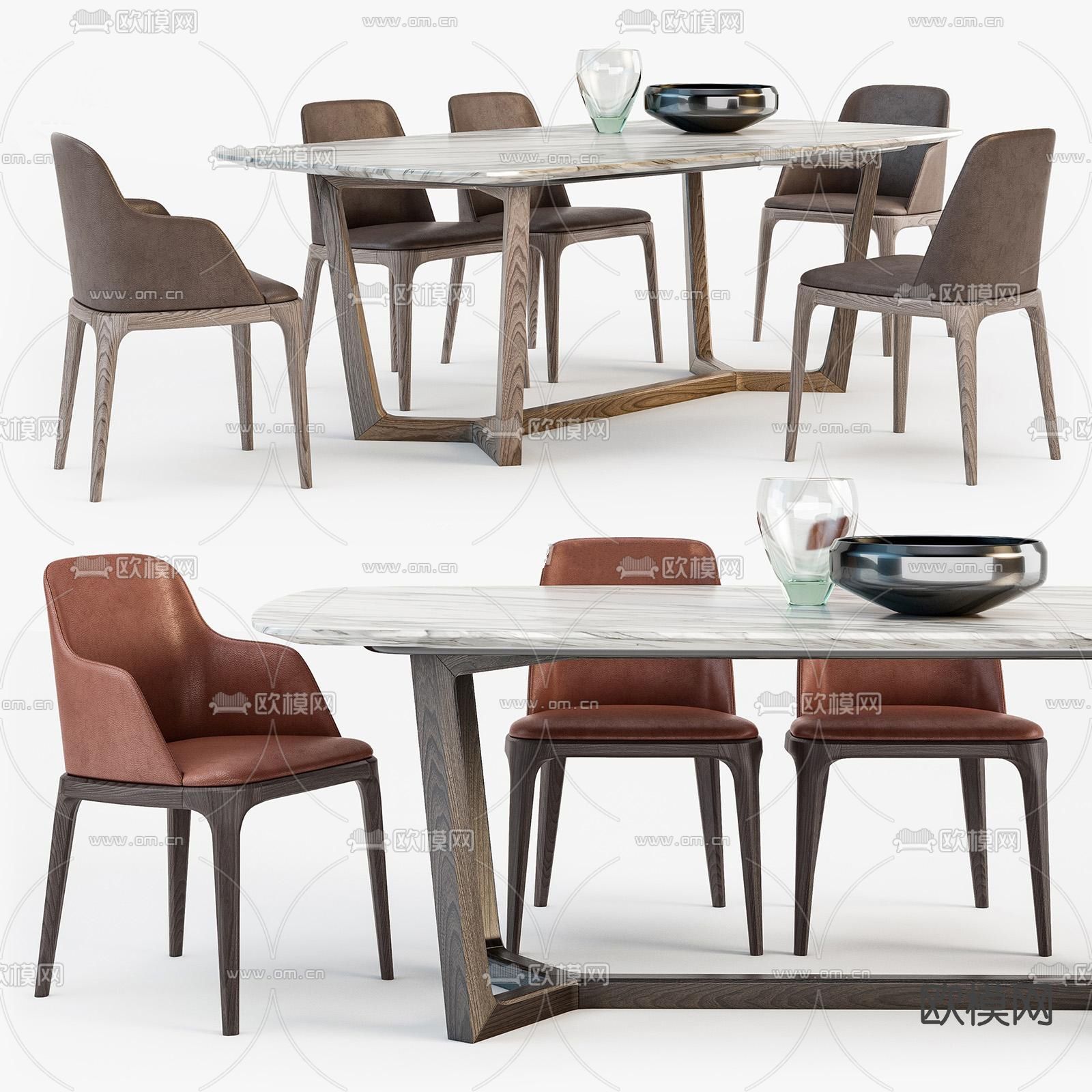 现代条形餐桌椅su模型下载（渲染图1）
