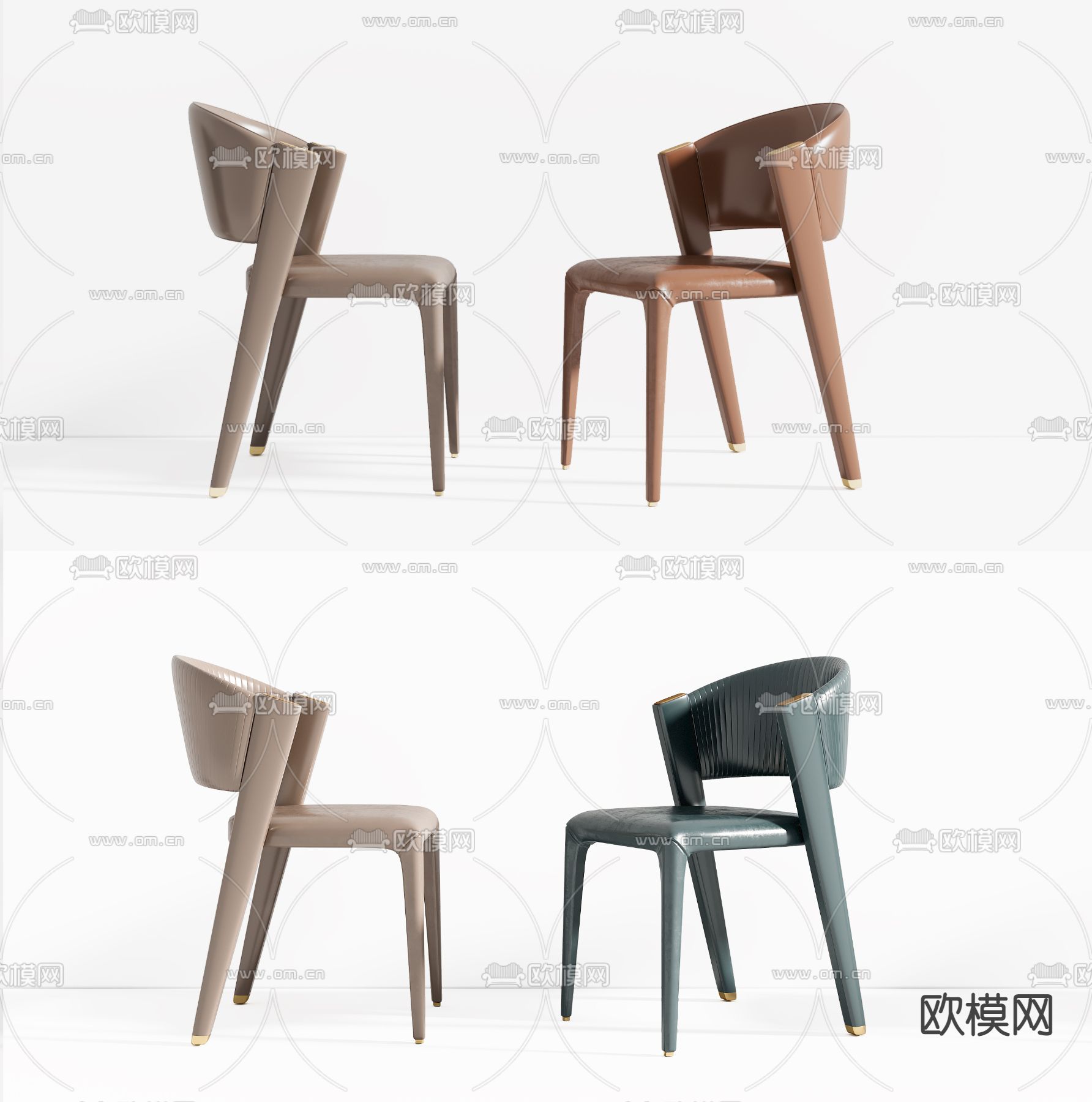 现代皮革餐椅单椅3d模型下载