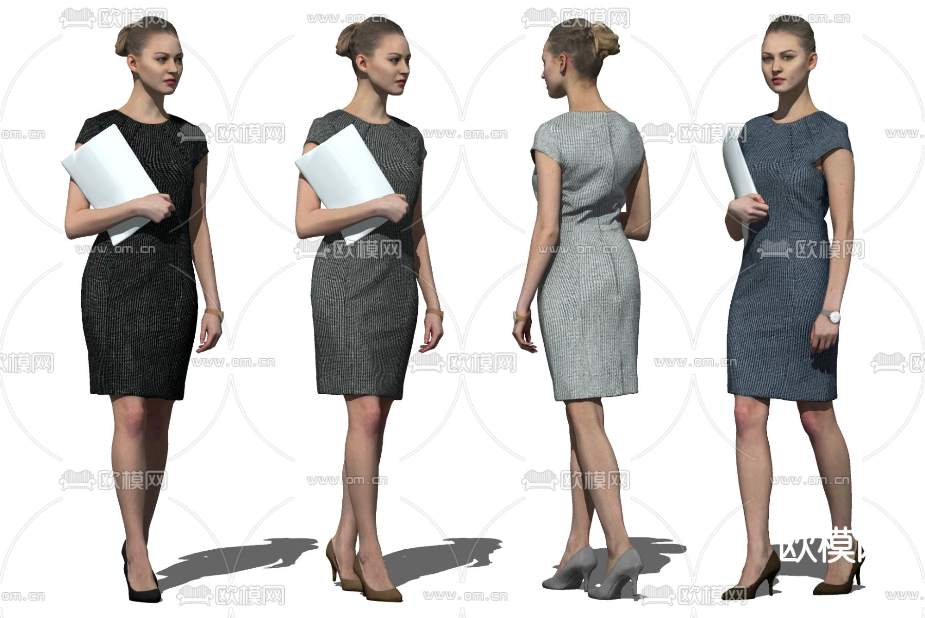 现代商务办公人物su模型下载