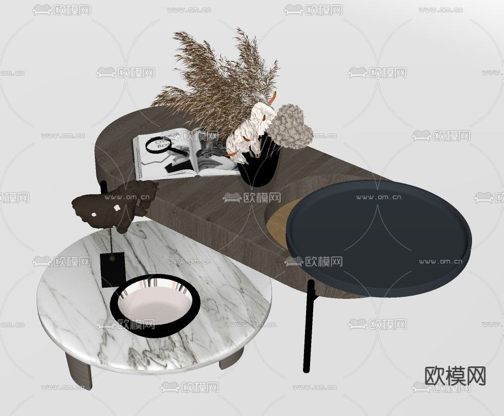 现代轻奢茶几su模型下载（渲染图1）