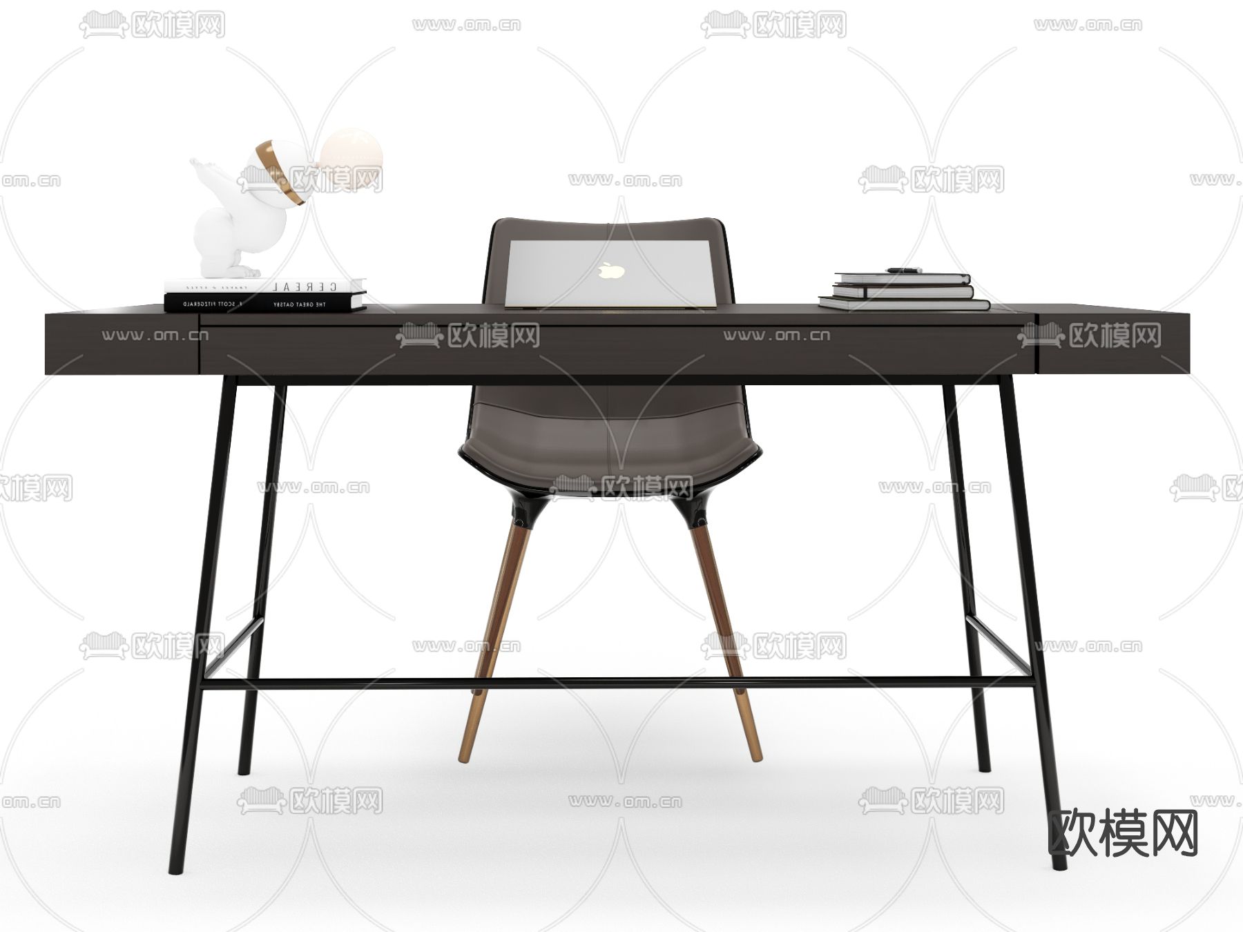 现代简约书桌椅su模型下载（渲染图1）
