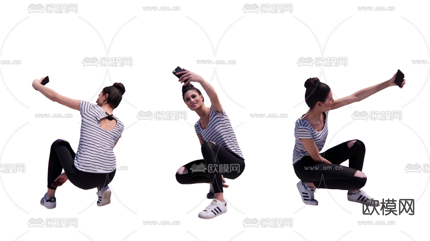 现代自拍女人su模型下载（渲染图1）