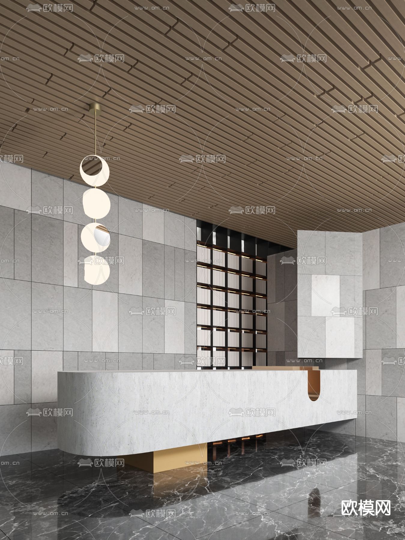 INNEST意巢设计 现代接待台3d模型下载