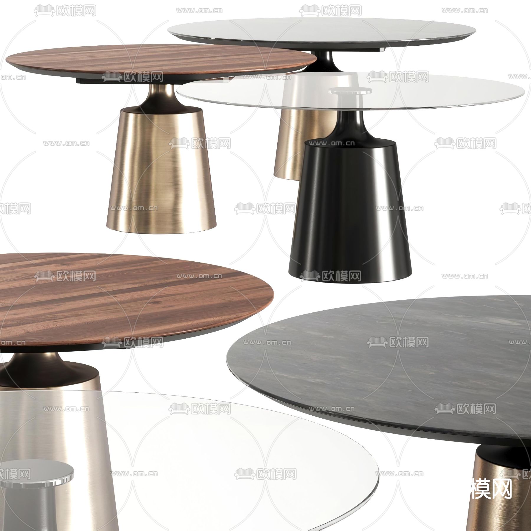 Molteni&C 现代轻奢茶几3d模型下载