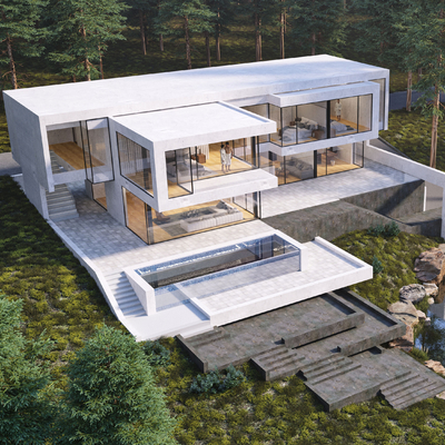 独栋别墅外观3d模型