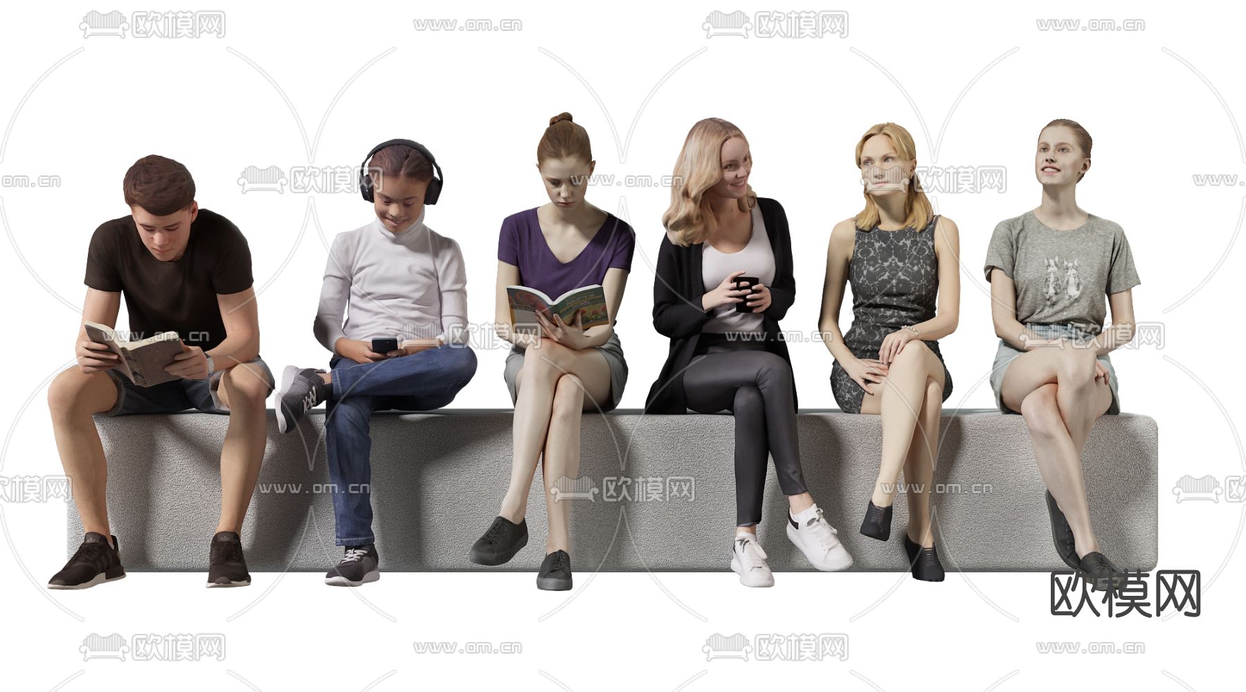 欧式休闲坐姿人物3d模型下载
