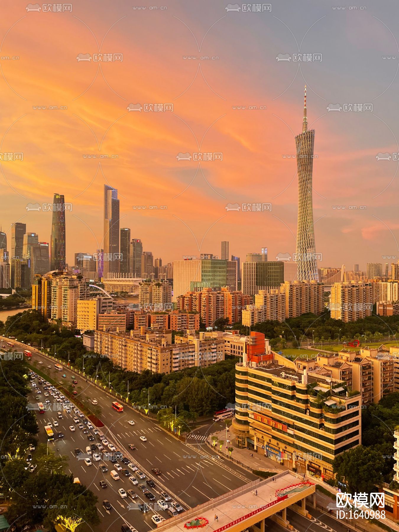 广州小蛮腰城市晚霞下载（渲染图2）
