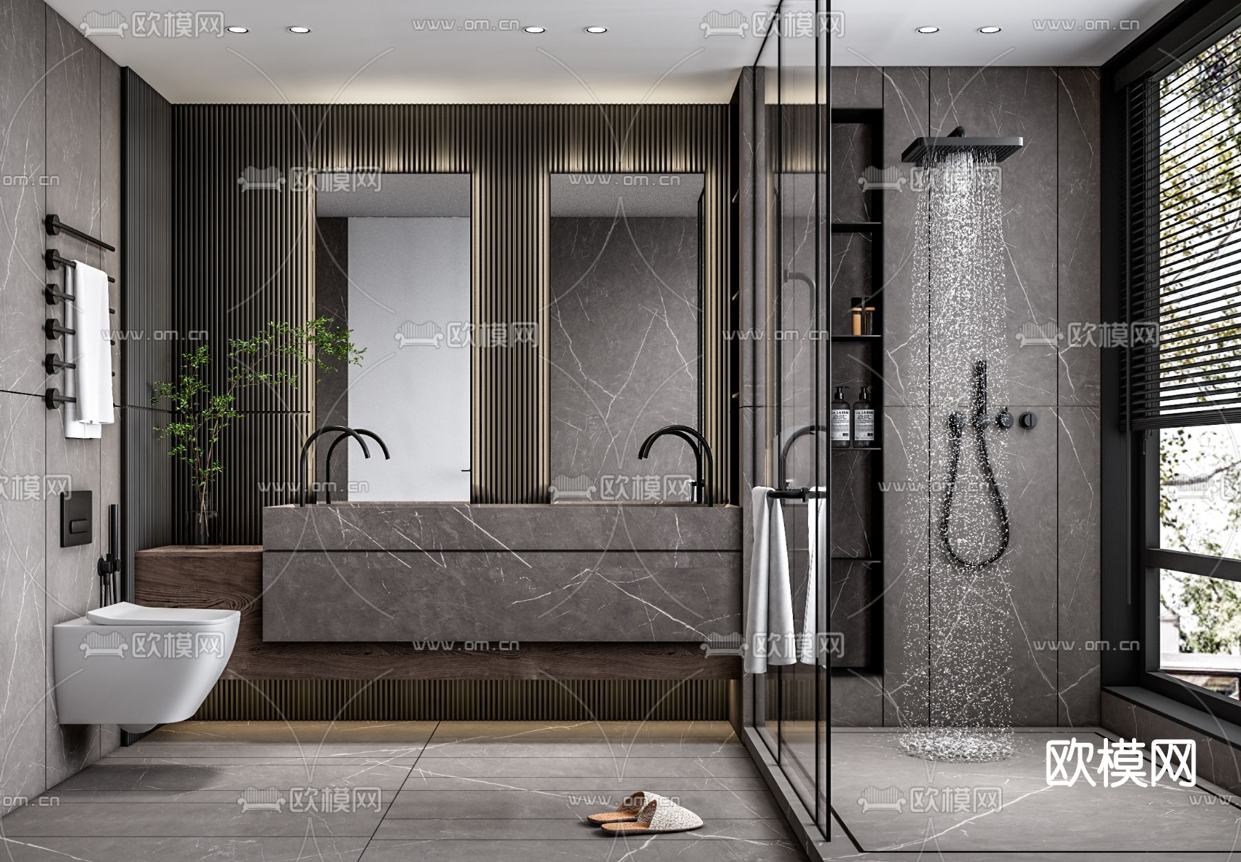 现代卫生间浴室su模型