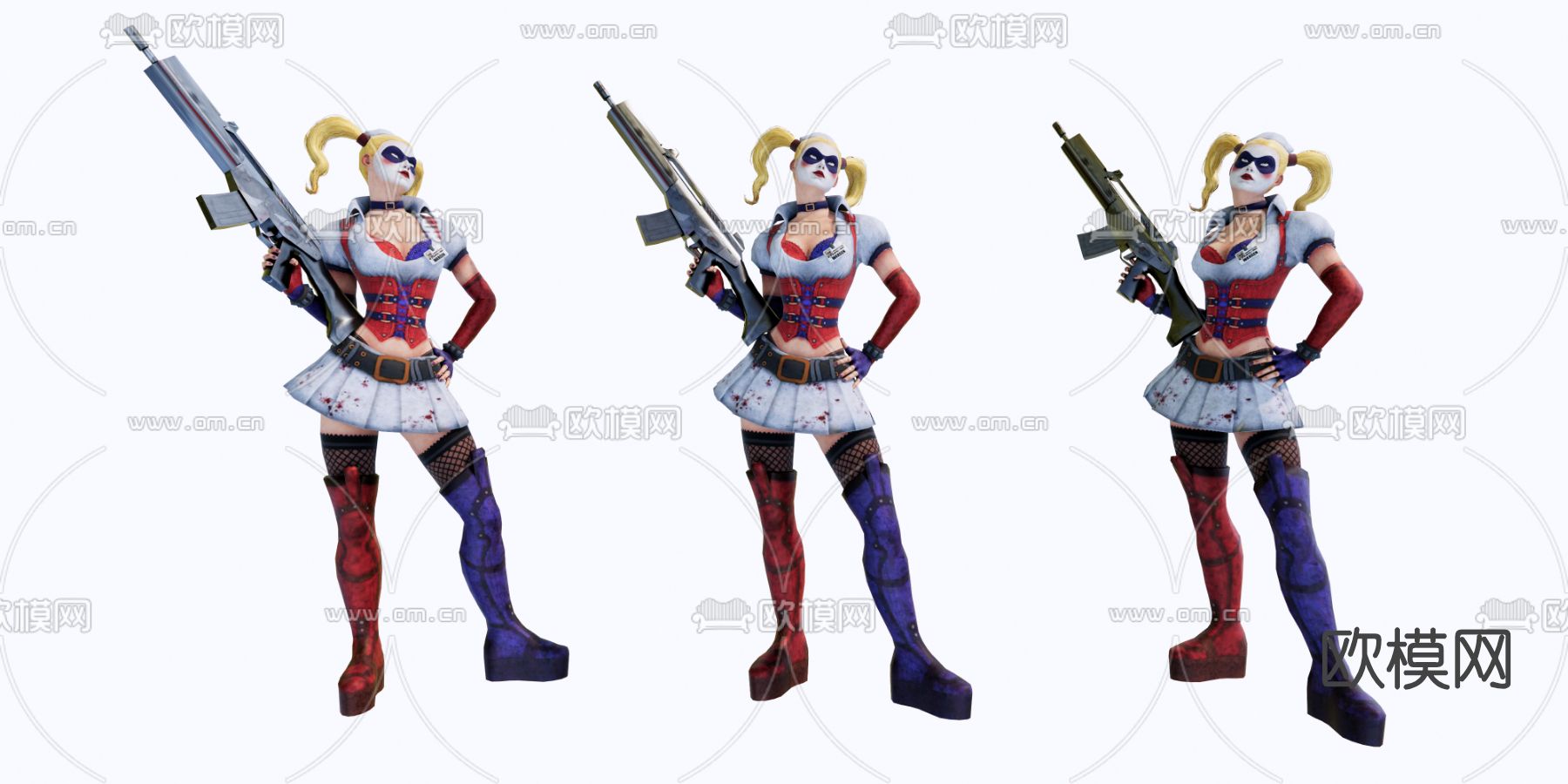 现代小丑女战士su模型下载（渲染图1）
