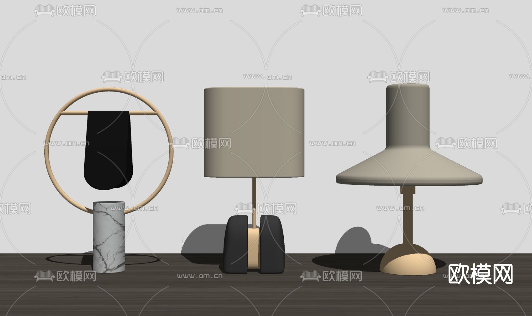 现代轻奢台灯su模型下载（渲染图2）