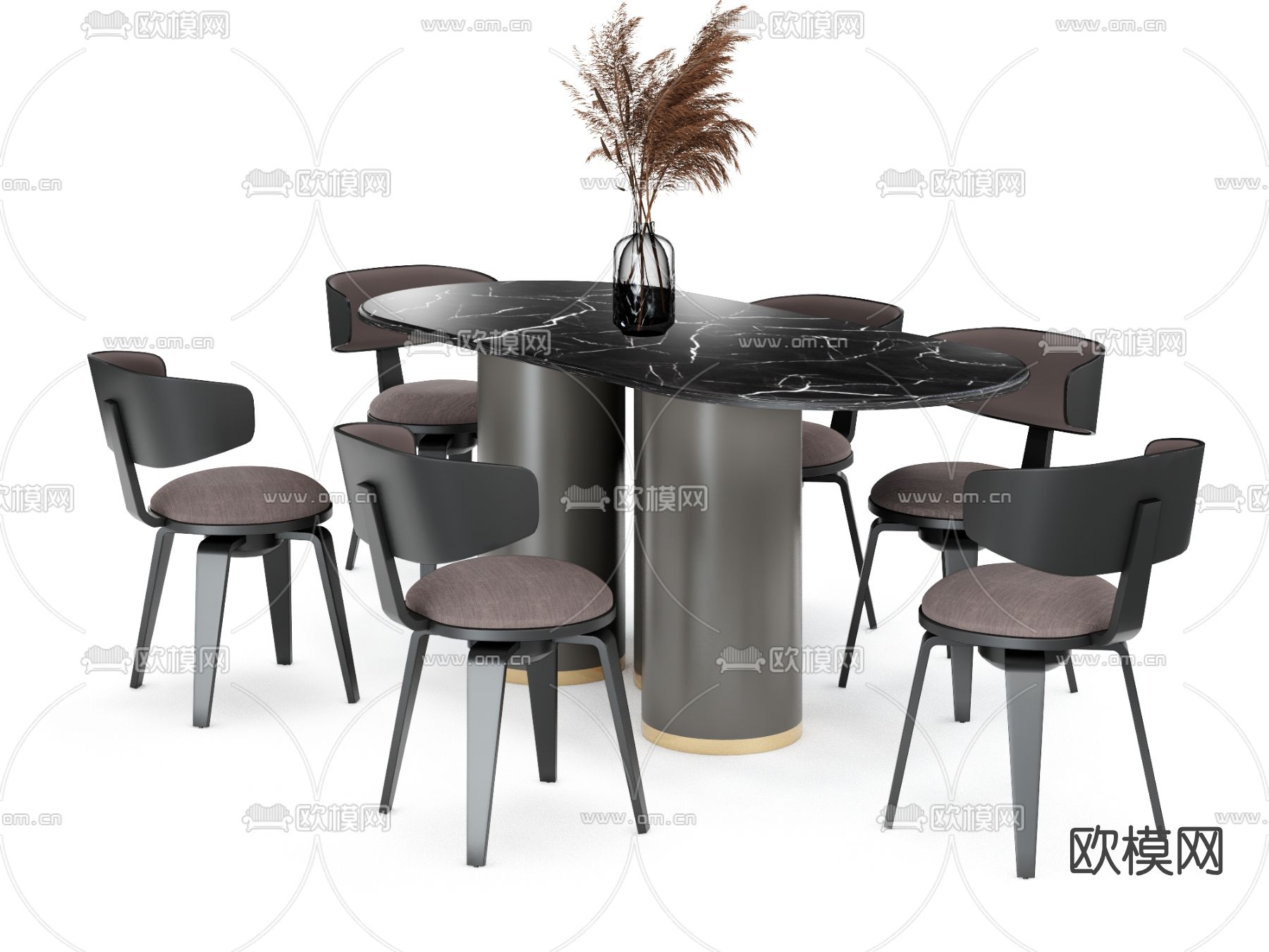 现代轻奢餐桌椅su模型下载（渲染图2）