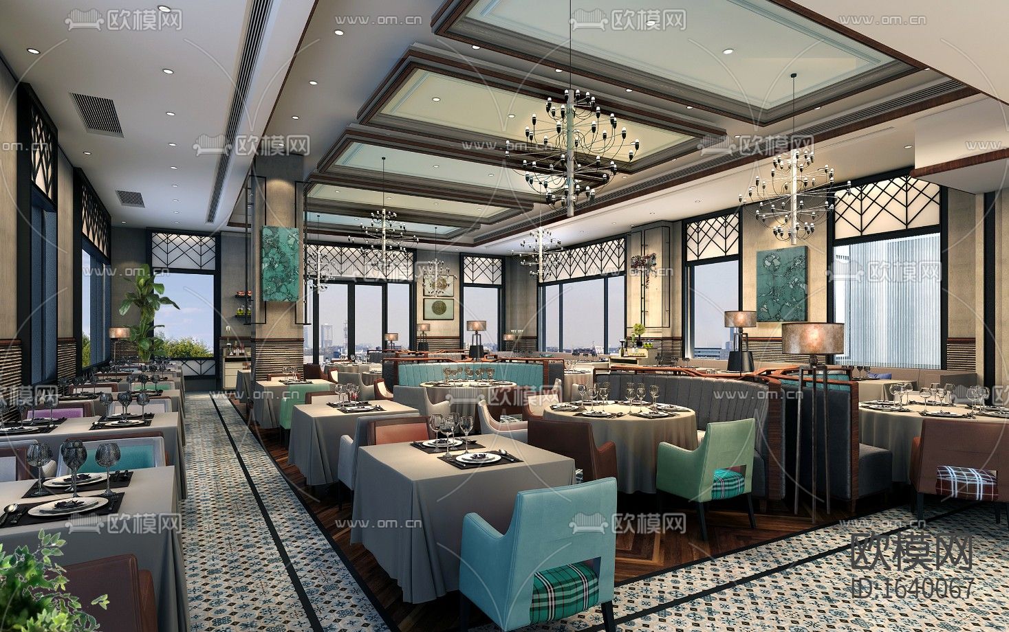 花园餐厅cad平面图下载（渲染图1）