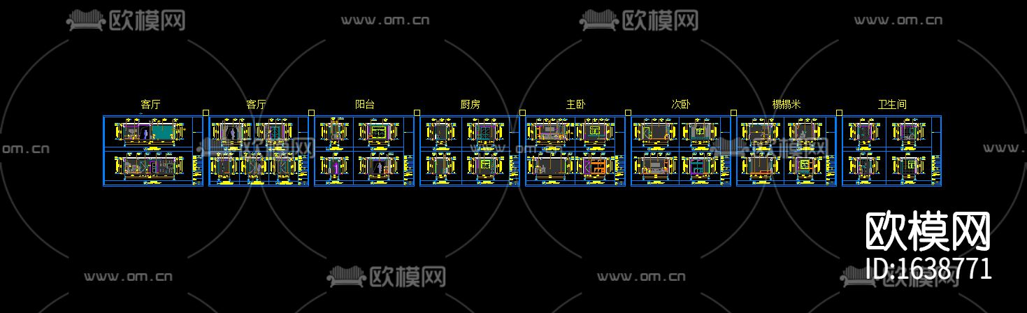家装全套cad施工图下载（渲染图2）