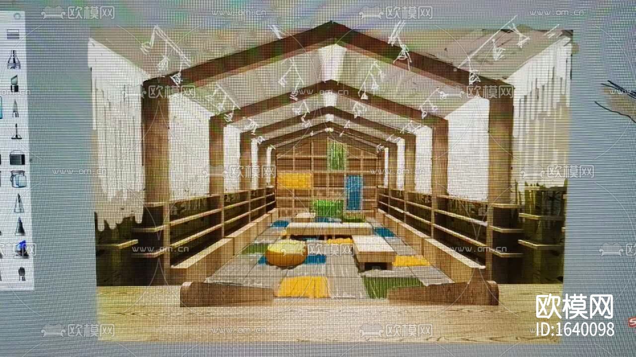 精品书店cad施工图下载（渲染图4）