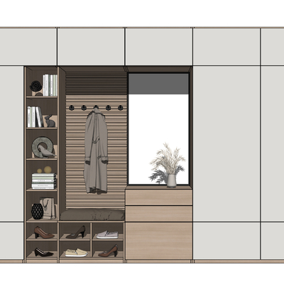 现代多功能鞋柜su模型