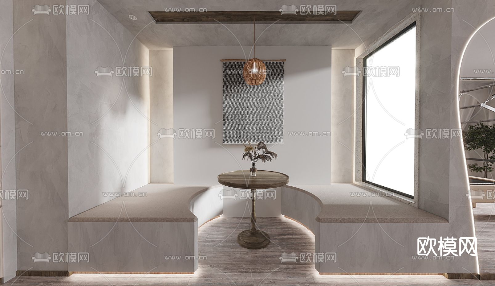 侘寂普拉提室瑜伽室健身房3d模型下载（渲染图2）