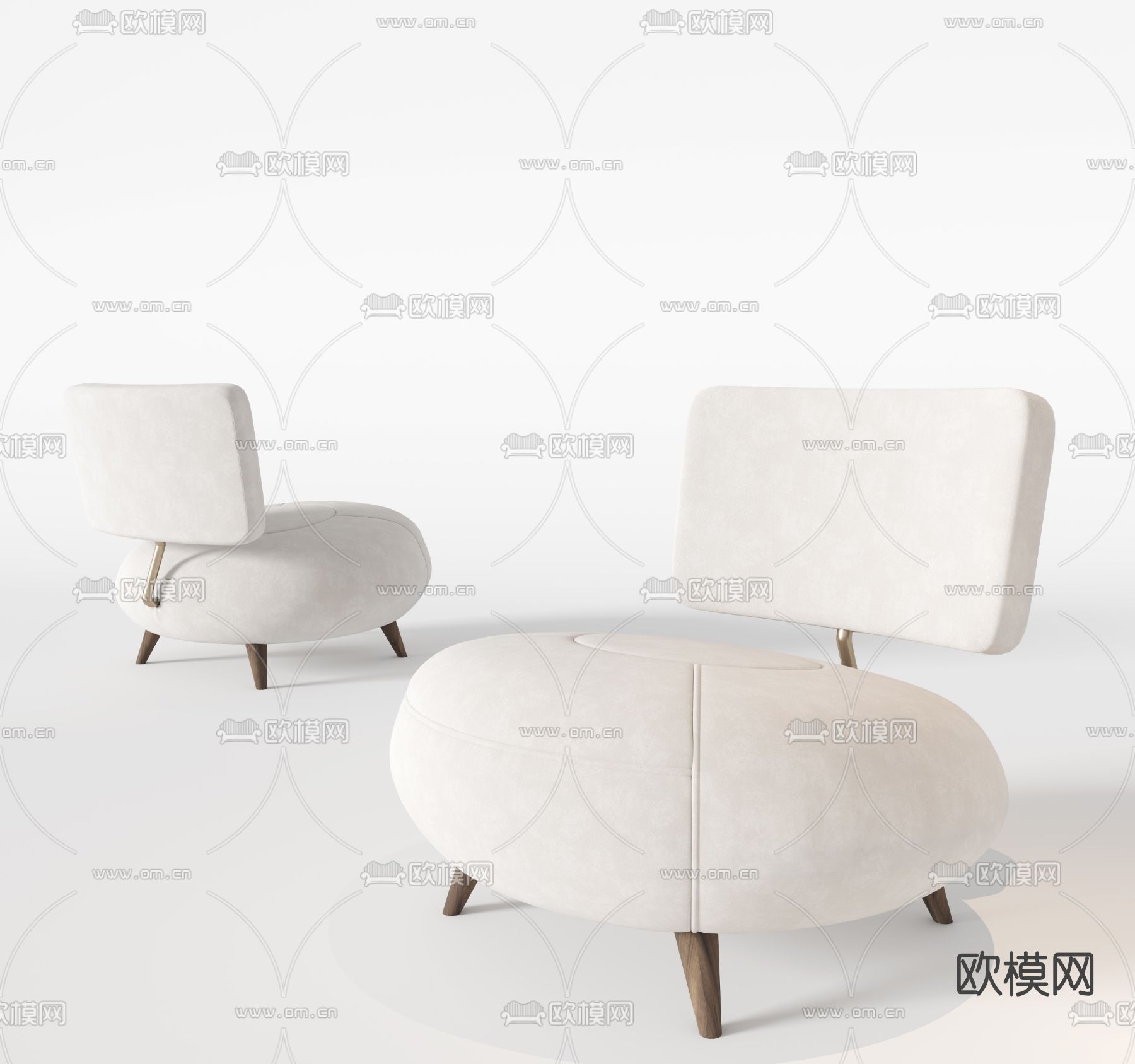 现代布艺休闲椅3d模型下载