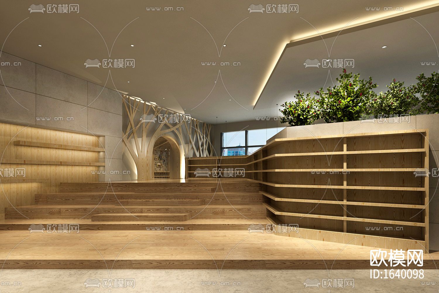 精品书店cad施工图下载（渲染图6）