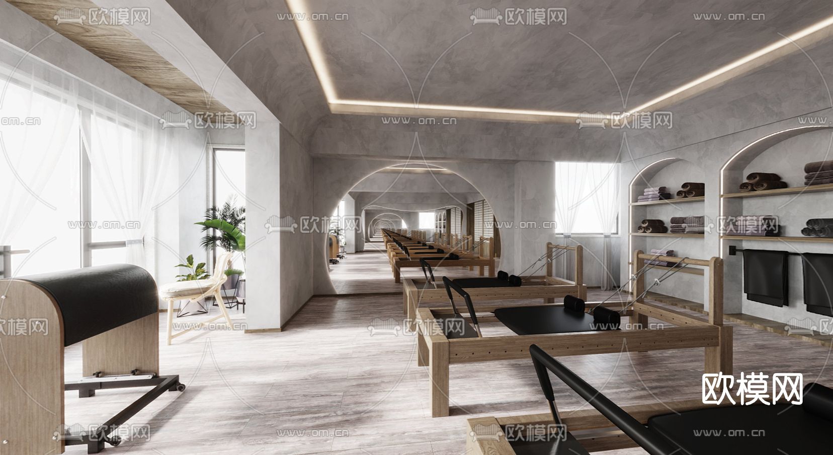 侘寂普拉提室瑜伽室3d模型