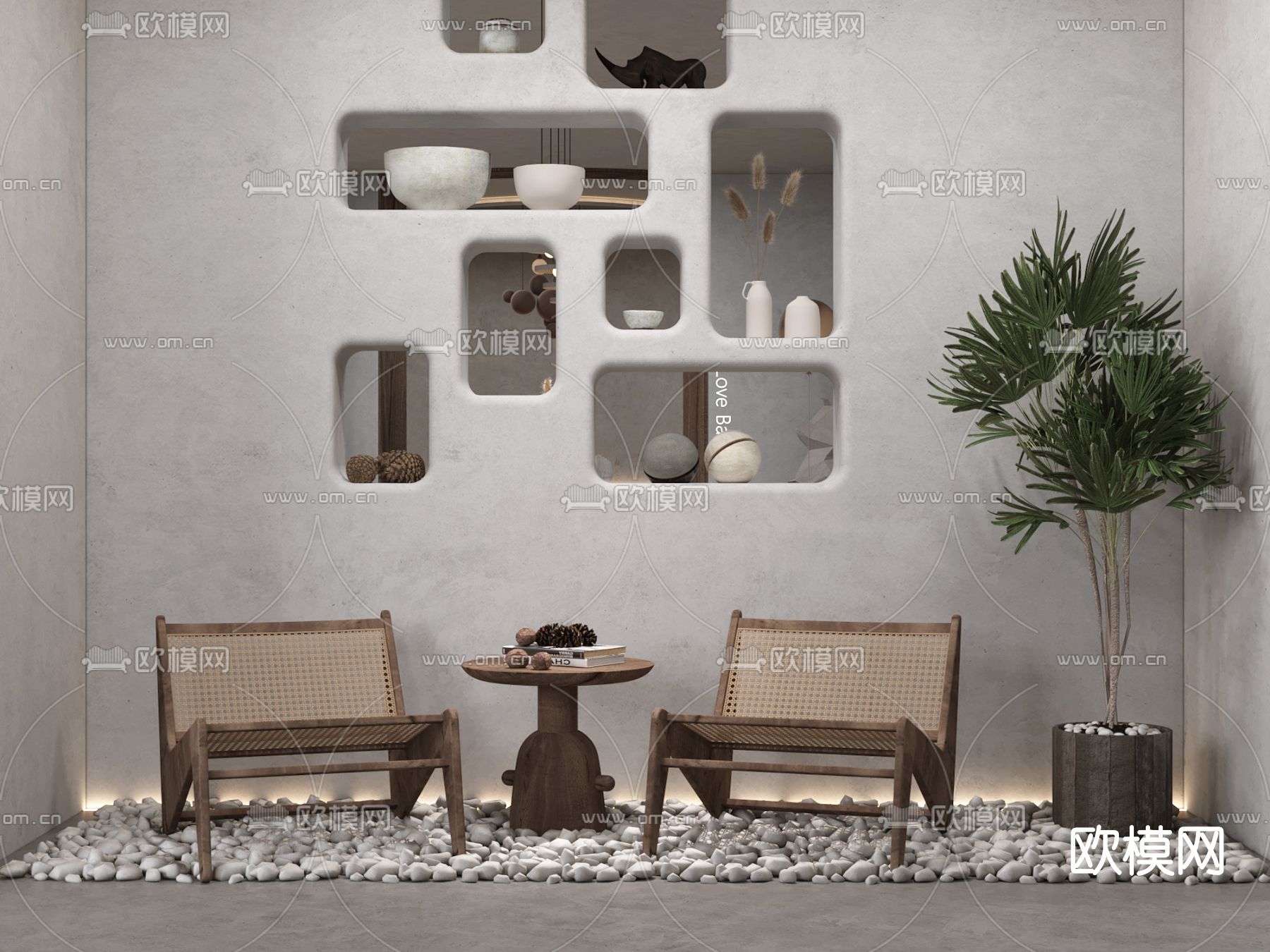 侘寂编织休闲椅3d模型下载