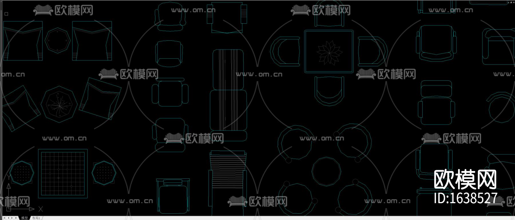 多种款式休闲桌椅平面立面图库合集下载（渲染图2）