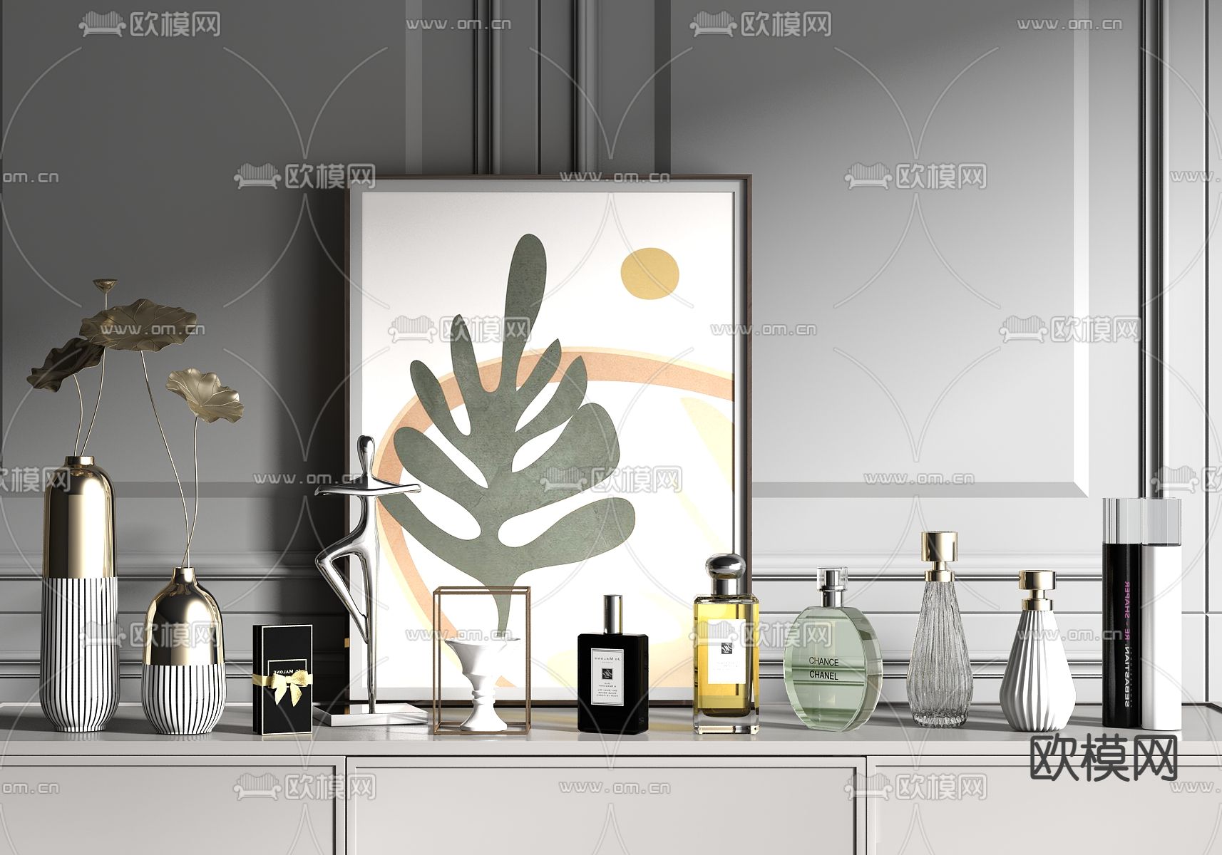 现代化妆品饰品摆件3d模型下载