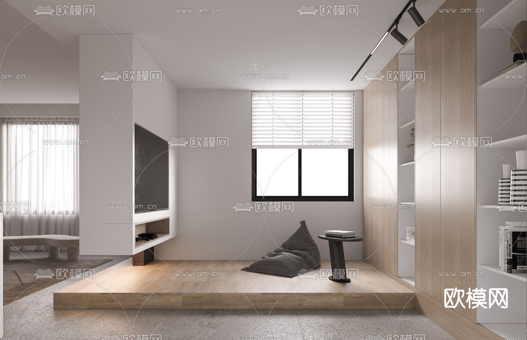 现代极简客厅休息区3d模型
