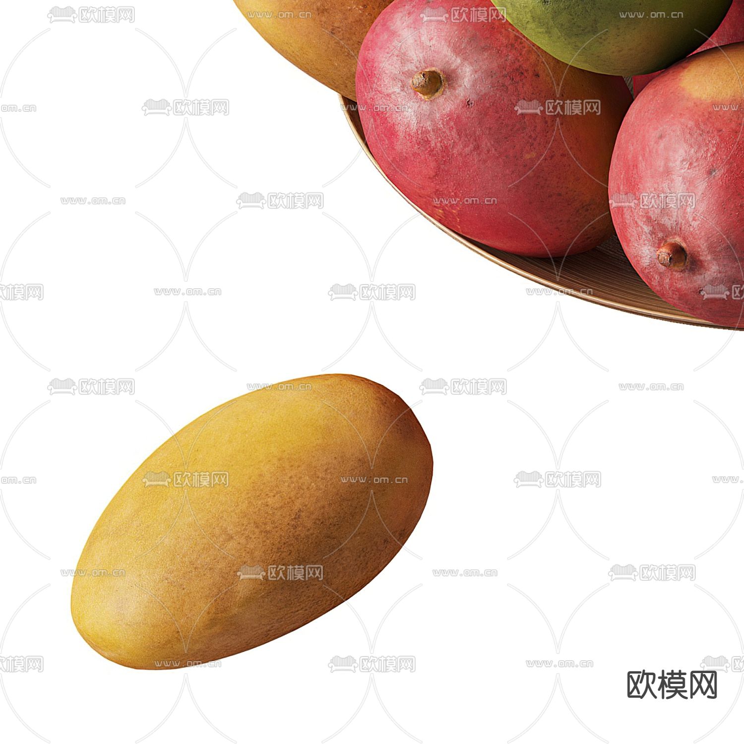 现代果盘芒果3d模型