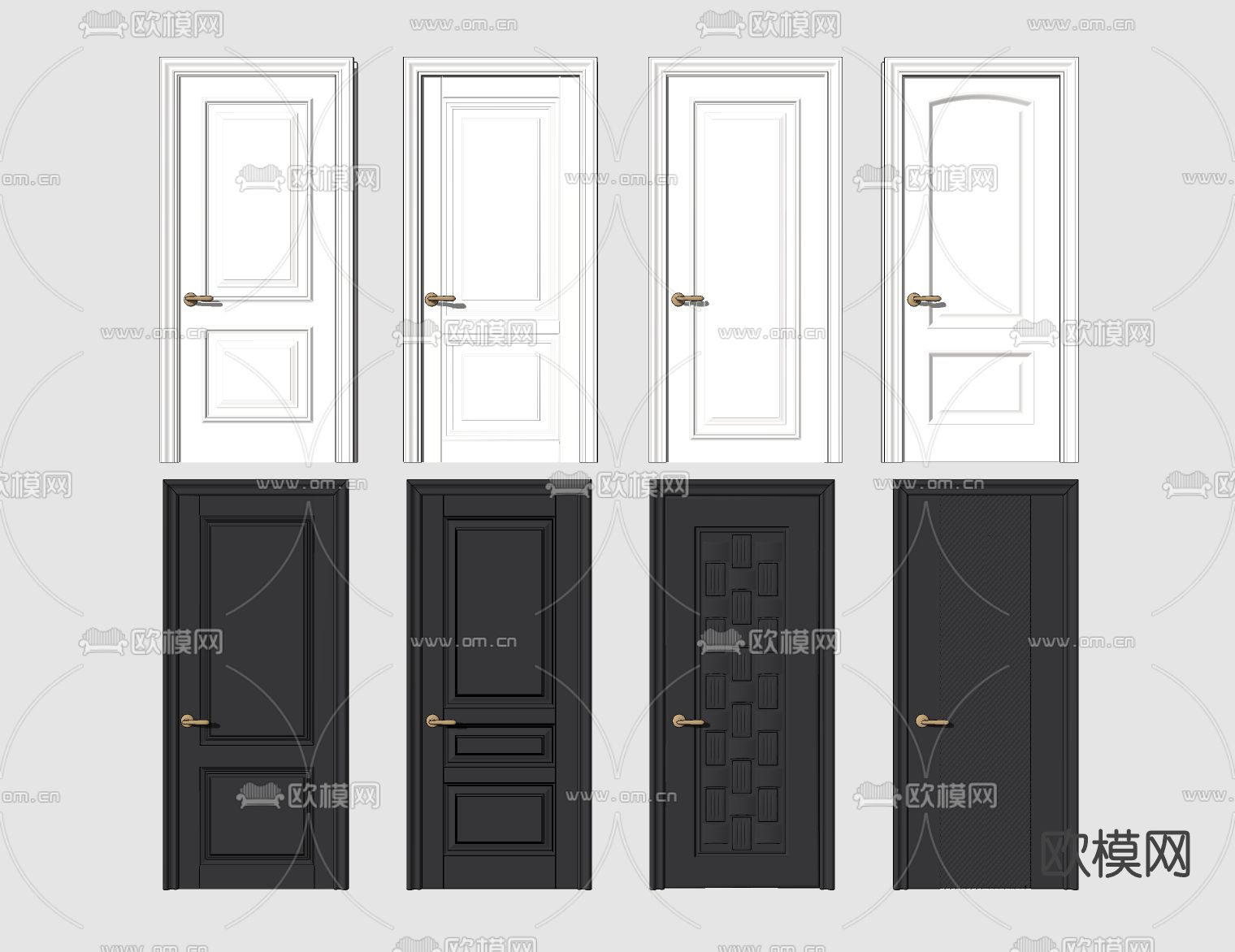 简欧房门单开门su模型下载