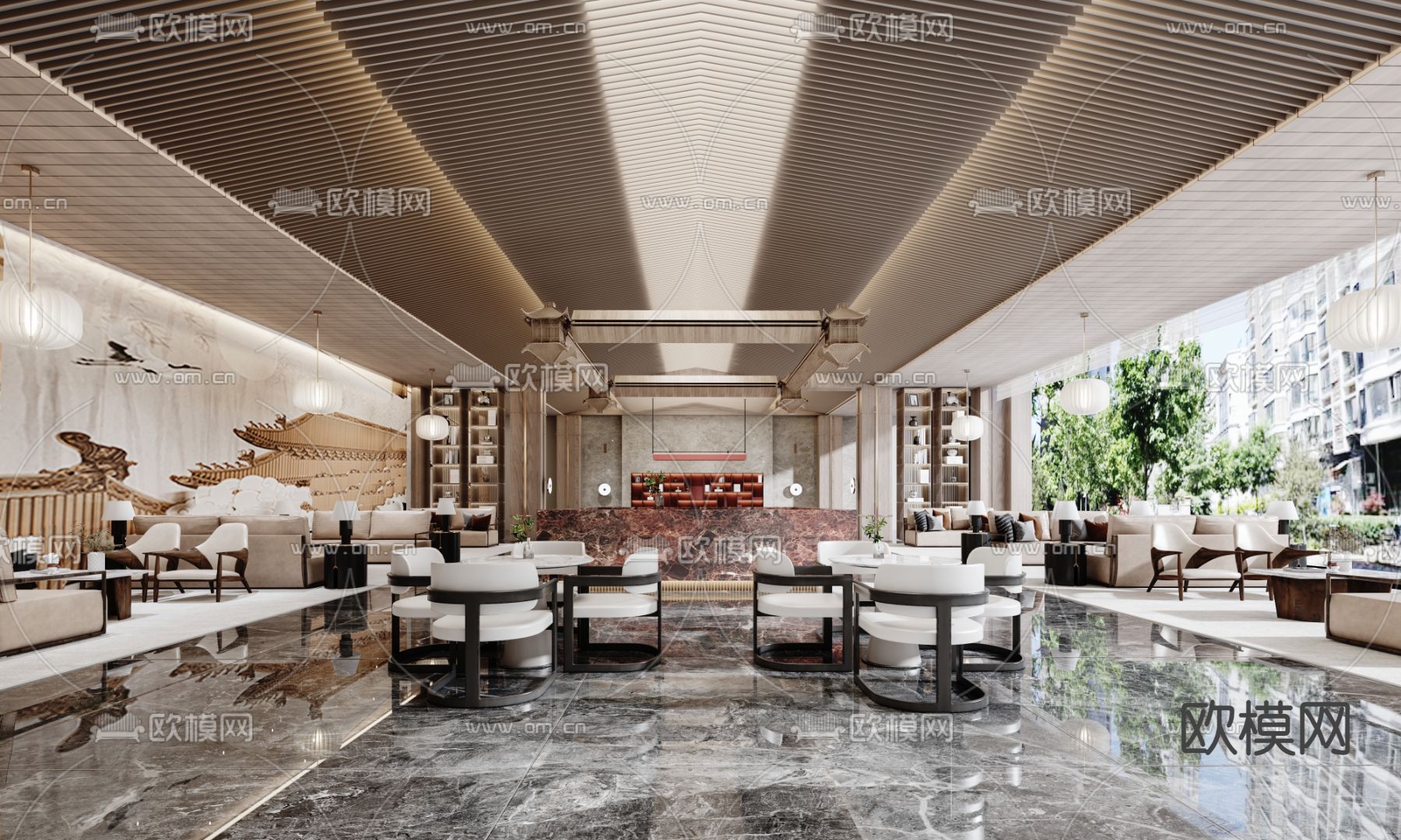 凯帝娅设计 天正 · 山河玺院售楼处3d模型下载（渲染图1）