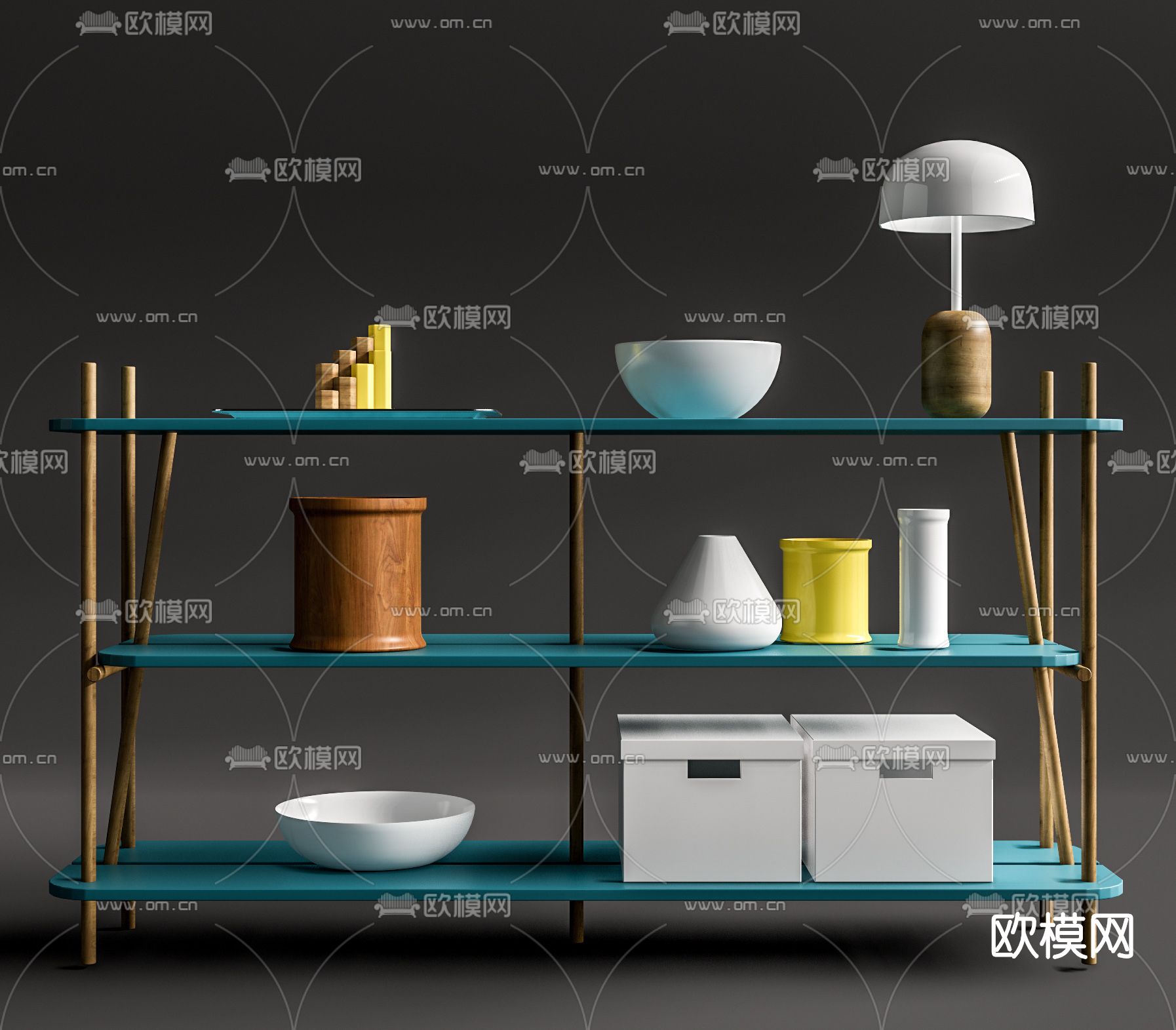 现代装饰架置物架su模型下载（渲染图1）