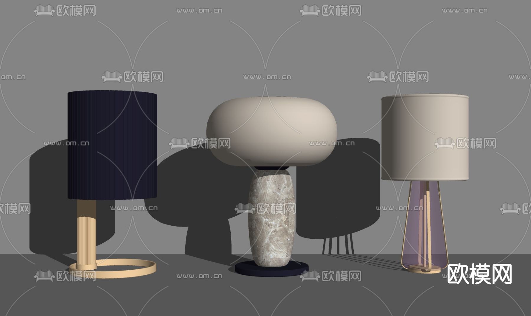 现代轻奢台灯su模型下载（渲染图2）