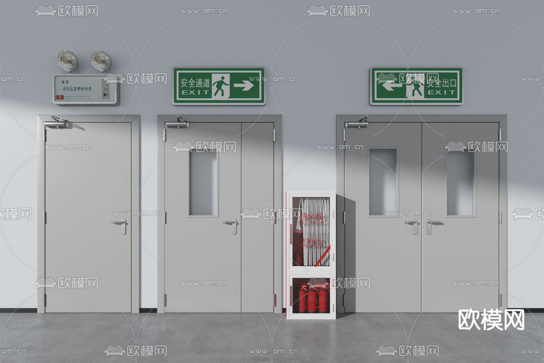 现代消防门指示牌消防栓3d模型下载