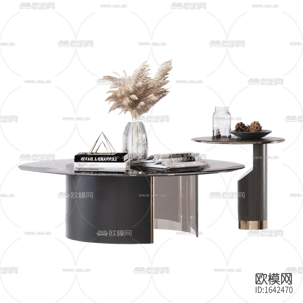 现代轻奢实木不锈钢圆形双头茶几下载