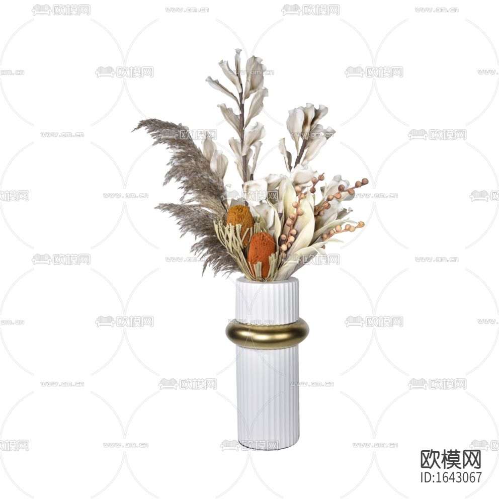 现代轻奢白色陶瓷描金花瓶摆放花艺下载