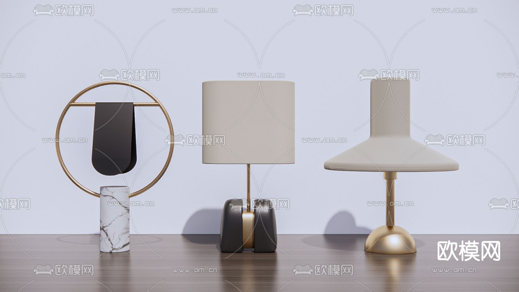 现代轻奢台灯su模型下载（渲染图1）