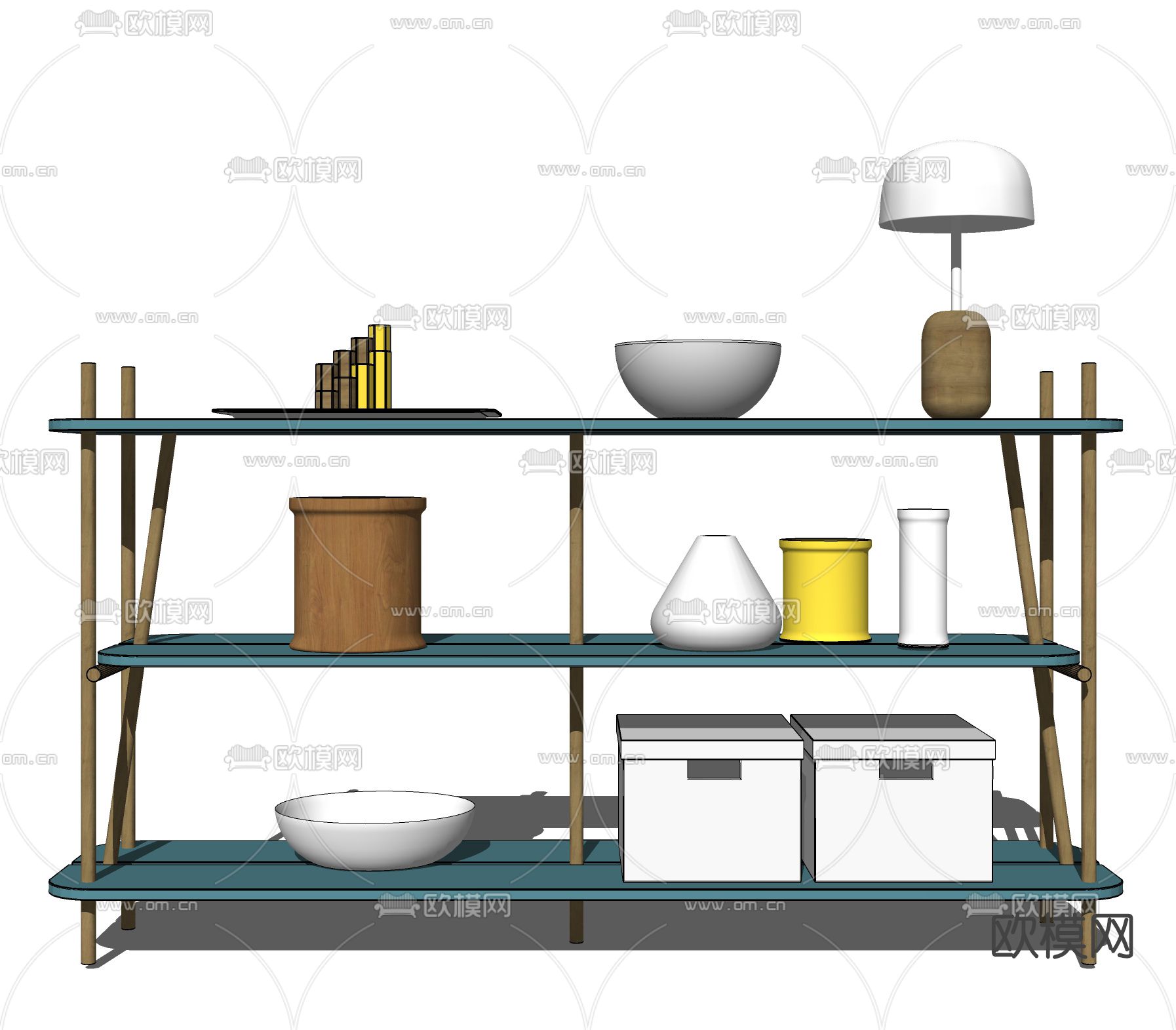 现代装饰架置物架su模型下载（渲染图2）
