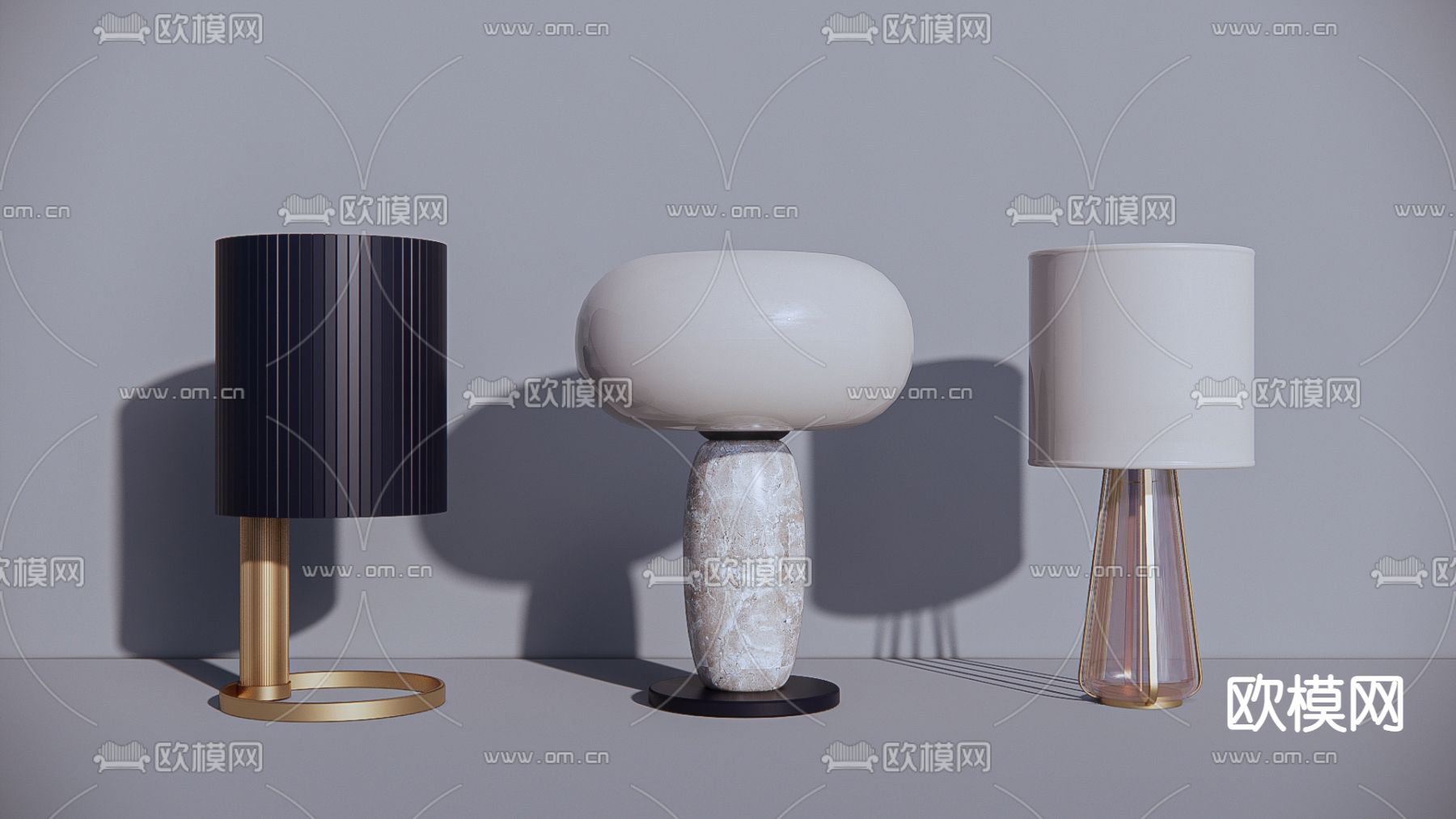 现代轻奢台灯su模型下载（渲染图1）