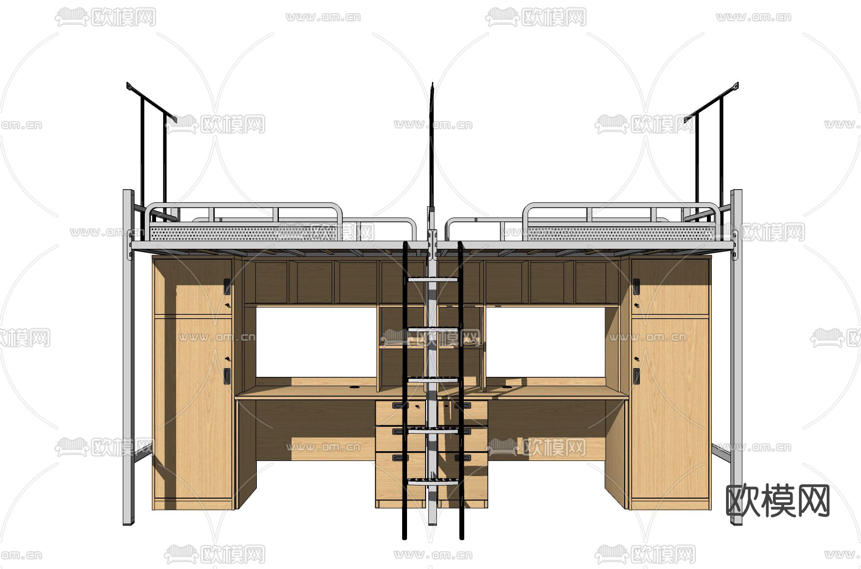 现代宿舍铁架床su模型下载