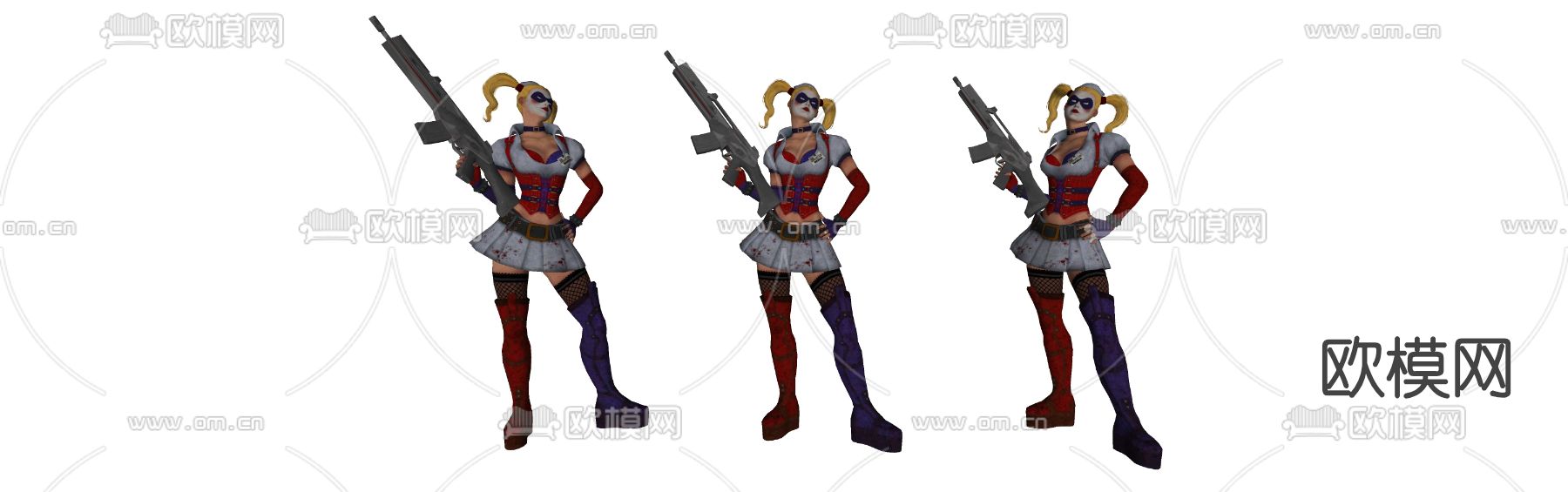 现代小丑女战士su模型下载（渲染图2）